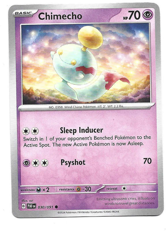 CHIMECHO -  COMMON 30/91 POKEMON TCG PALDEAN FATES  TRADING CARD