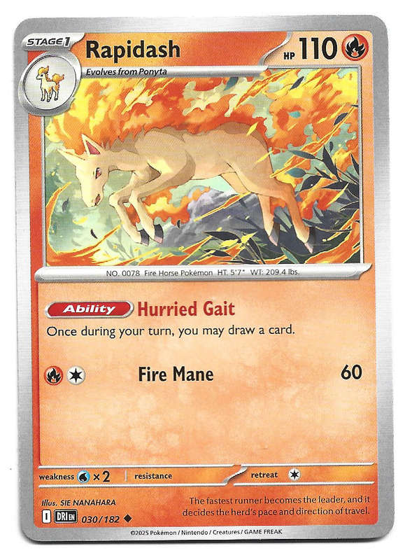 RAPIDASH - UNCOMMON  30/182  POKEMON TCG DESTINED RIVALS TRADING CARD
