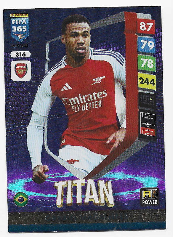 GABRIEL MAGALHAES - PANINI FIFA 365 COLLECTION 2025 - FOIL "TITAN" TRADING CARD 316