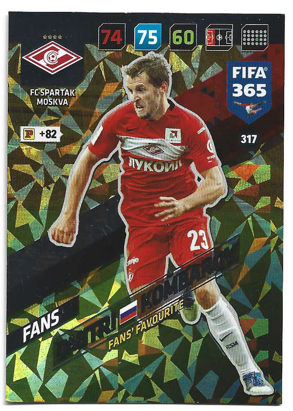 DMITRI KOMBAROV - PANINI `FIFA 365 2018` COLLECTION - FOIL `FANS FAVOURITE` TRADING CARD 317