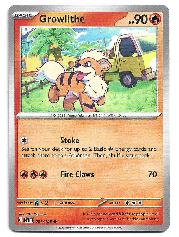 GROWLITHE - COMMON  31/198  POKEMON TCG SCARLET & VIOLET TRADING CARD
