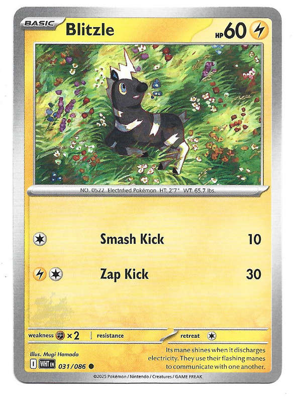 BLITZLE - COMMON  31/86 POKEMON TCG WHITE FLARE TRADING CARD