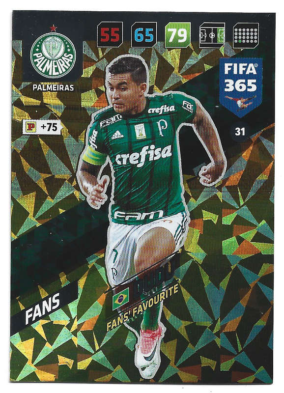 DUDU  - PANINI `FIFA 365 2018` COLLECTION - FOIL `FANS FAVOURITE` TRADING CARD 31