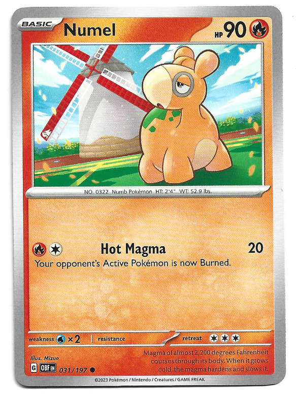 NUMEL -  COMMON   31/197 POKEMON TCG OBSIDIAN FLAMES  TRADING CARD