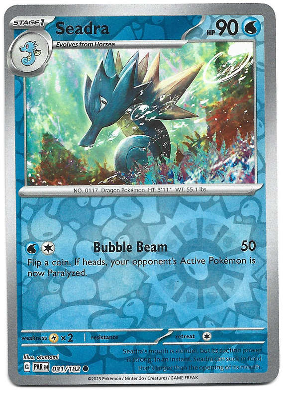 SEADRA  31/182  REVERSE HOLO PARADOX RIFT POKEMON TRADING CARD