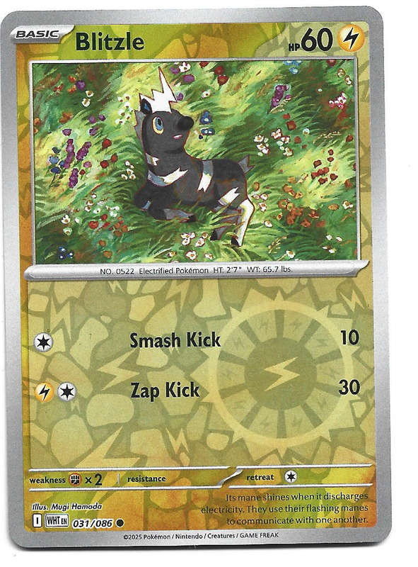 BLITZLE - REVERSE HOLO  31/86 POKEMON TCG WHITE FLARE TRADING CARD