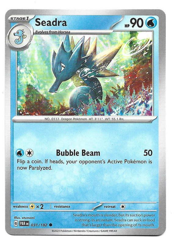 SEADRA - COMMON 31/182 POKEMON TCG PARADOX RIFT TRADING CARD