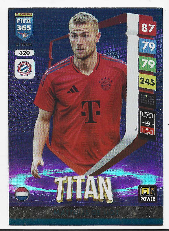 MATTHIJS DE LIGT - PANINI FIFA 365 COLLECTION 2025 - FOIL "TITAN" TRADING CARD 320