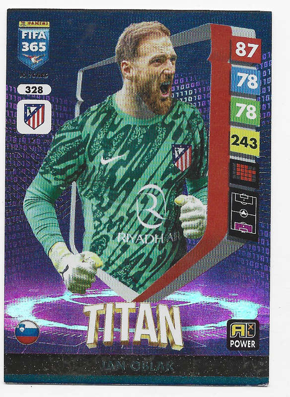 JAN OBLAK - PANINI FIFA 365 COLLECTION 2025 - FOIL "TITAN" TRADING CARD 328
