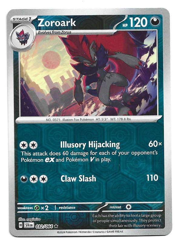 ZOROARK -   REVERSE HOLO  32/64 POKEMON TCG SHROUDED FABLE TRADING CARD