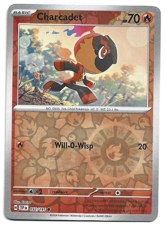 CHARCADET  - REVERSE HOLO POKEMON TCG SURGING SPARKS  32/191 TRADING CARD