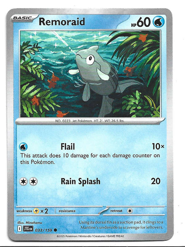 REMORAID - COMMON  33/159 POKEMON TCG JOURNEY TOGETHER TRADING CARD