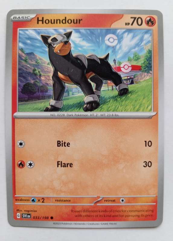 HOUNDOUR - POKEMON SCARLET & VIOLET 2023  - COMMON TRADING CARD 33/198 - MINT