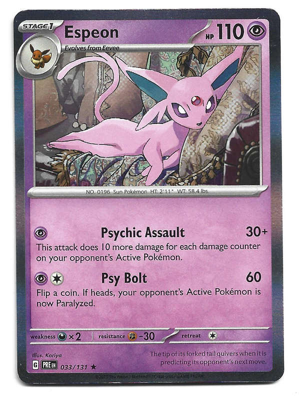 ESPEON - HOLO RARE  33/131  POKEMON PRISMATIC EVOLUTIONS TRADING CARD