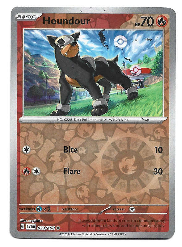HOUNDOUR - REVERSE HOLO  33/198 POKEMON TCG SCARLET & VIOLET TRADING CARD