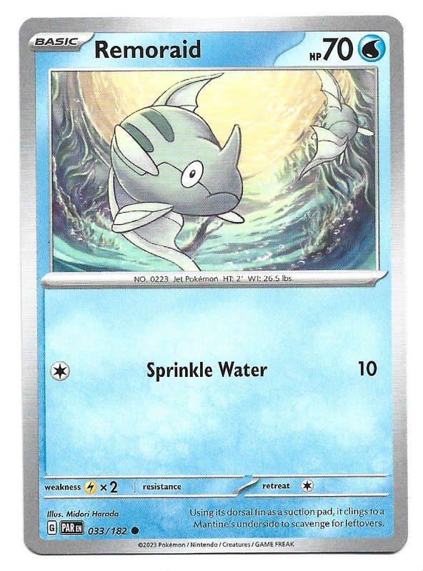 REMORAID  -   COMMON POKEMON PARADOX RIFT  33/182 TRADING CARD