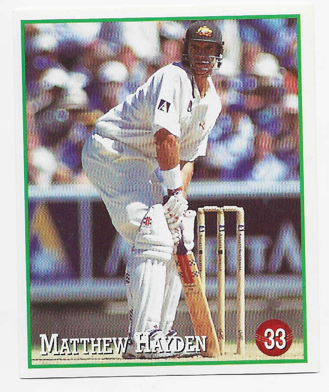 MATHEW HAYDEN - 199798 SELECT CRICKET STICKER COLLECTION  - STICKER 33