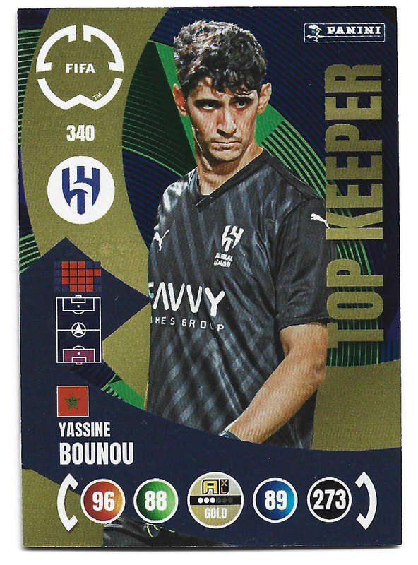YASSINE BOUNOU - PANINI CLUB WORLD CUP 2025 - FOIL TOP KEEPER TRADING CARD 340