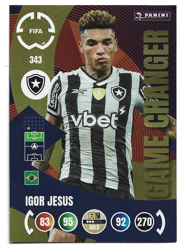 IGOR JESUS - PANINI CLUB WORLD CUP 2025 - FOIL GAME CHANGER TRADING CARD 343