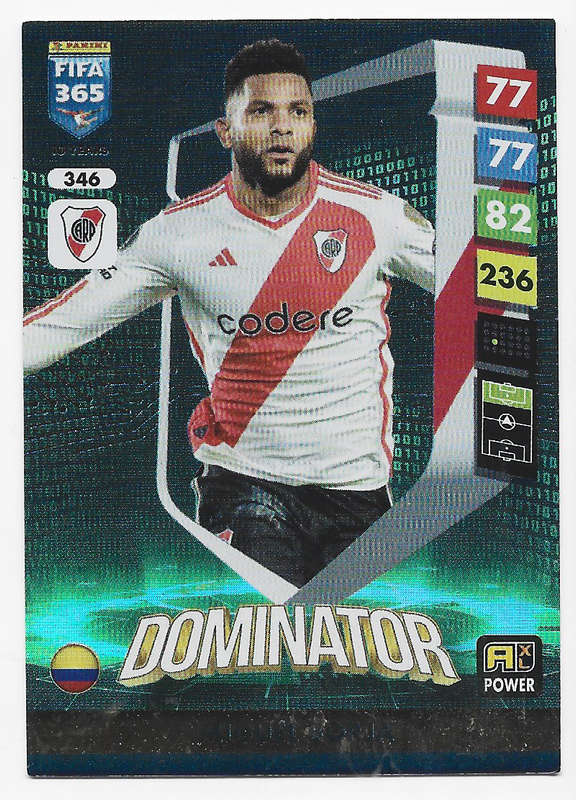 MIGUEL BORJA - PANINI FIFA 365 COLLECTION 2025 - FOIL "DOMINATOR" TRADING CARD 346
