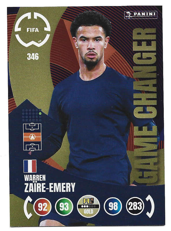 WARREN ZAIRE EMERY - PANINI CLUB WORLD CUP 2025 - FOIL GAME CHANGER TRADING CARD 346