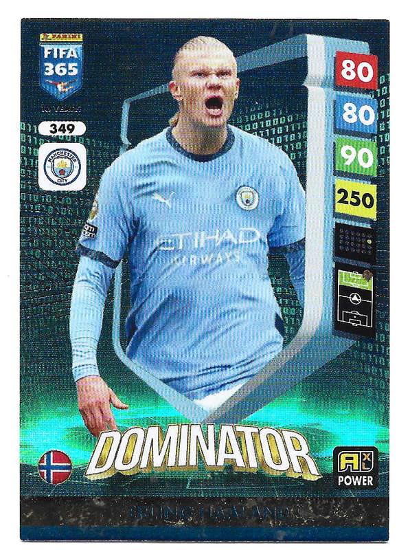 ERLING HAALAND - PANINI FIFA 365 COLLECTION 2025 - FOIL "DOMINATOR" TRADING CARD 349