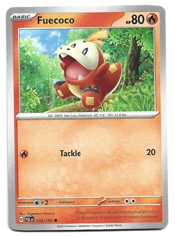 POKEMON CARD - FUECOCO  34/193 COMMON PALDEA EVOLVED 2023 TRADING CARD - MINT