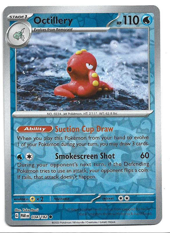 POKEMON CARD - HOCTILLERY  34/182 REVERSE HOLO PARADOX RIFT TRADING CARD - MINT