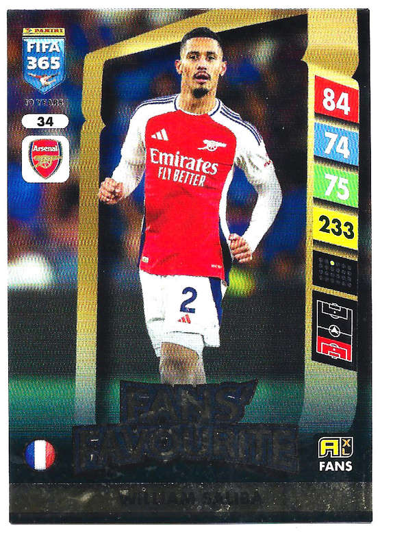 WILLIAM SALIBA - PANINI FIFA 365 COLLECTION 2025 - FOIL "FANS FAVOURITE" TRADING CARD 34