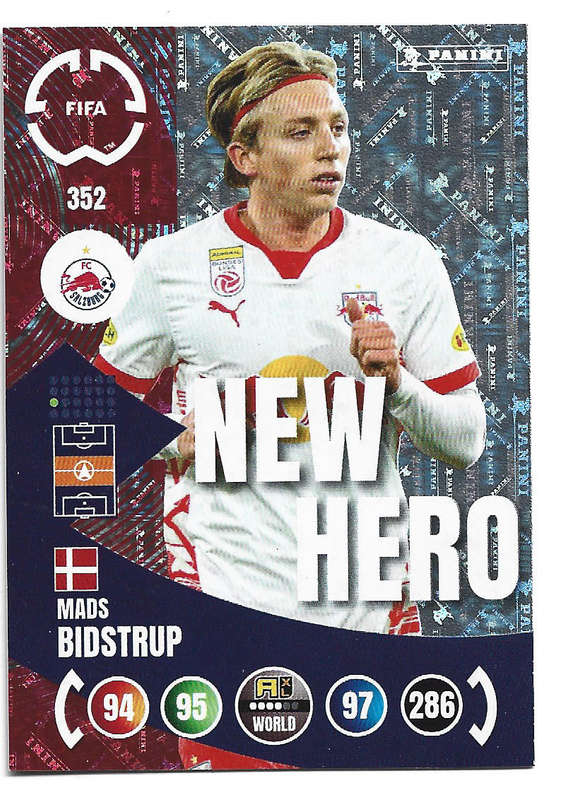 MADS BIDSTRUP - PANINI CLUB WORLD CUP 2025 - FOIL NEW HERO TRADING CARD 352