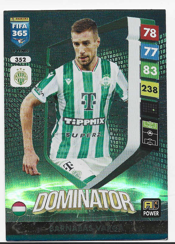 BARNABAS VARGA - PANINI FIFA 365 COLLECTION 2025 - FOIL "DOMINATOR" TRADING CARD 352