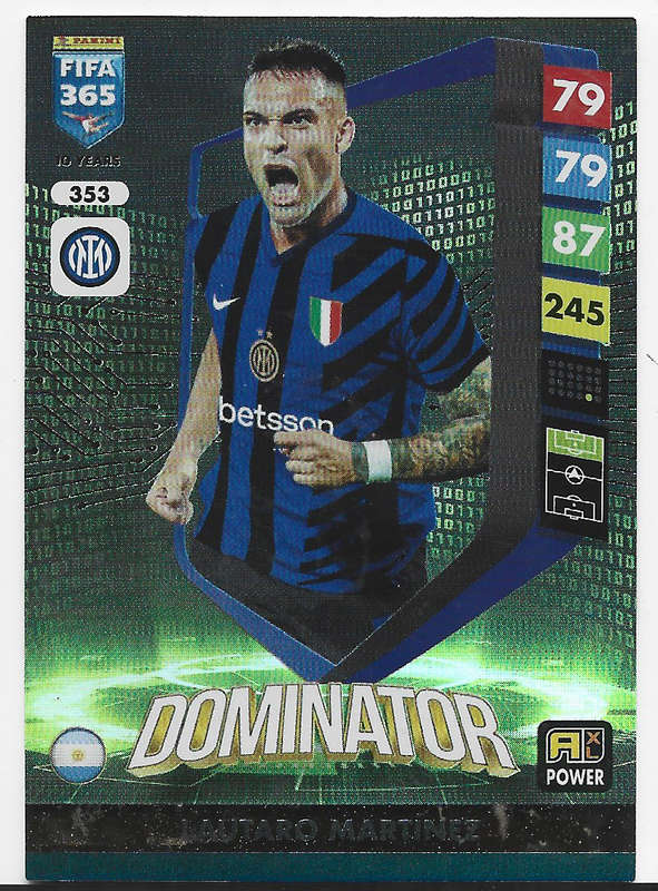 LAUTARO MARTINEZ - PANINI FIFA 365 COLLECTION 2025 - FOIL "DOMINATOR" TRADING CARD 353