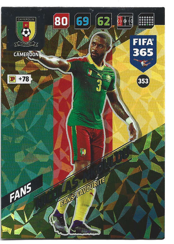 NICOLAS NKOULOU - PANINI `FIFA 365 2018` COLLECTION - FOIL `FANS FAVOURITE` TRADING CARD 353