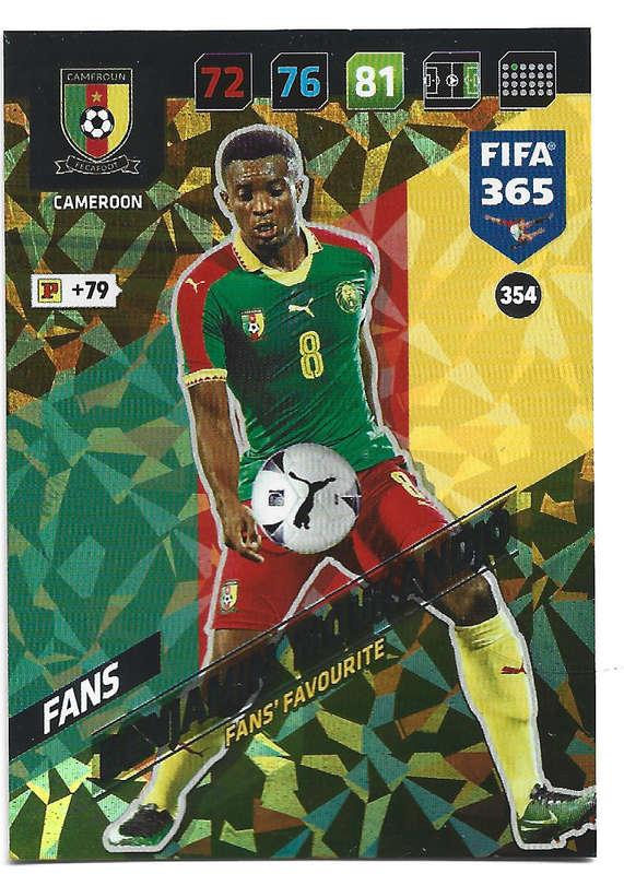 BENJAMIN MOUKANDJO - PANINI `FIFA 365 2018` COLLECTION - FOIL `FANS FAVOURITE` TRADING CARD 354