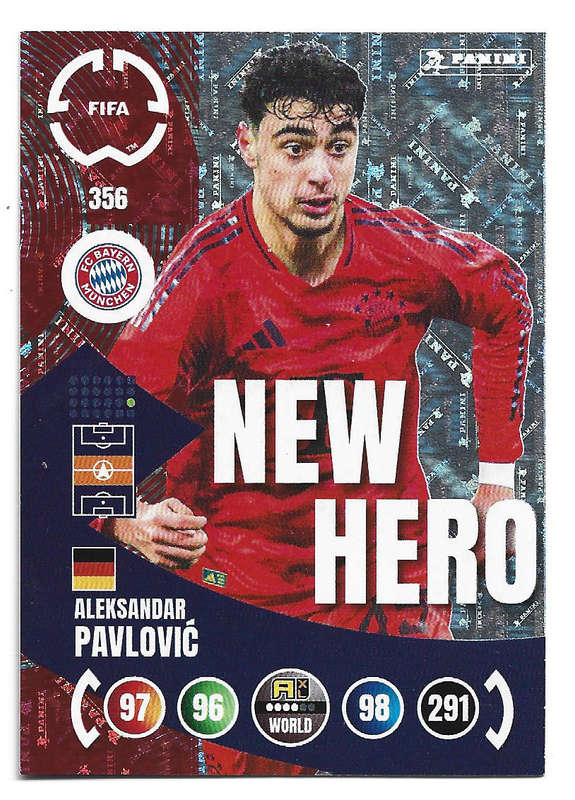 ALEKSANDAR PAVLOVIC - PANINI CLUB WORLD CUP 2025 - FOIL NEW HERO TRADING CARD 356