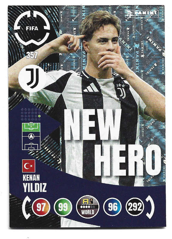 KENAN YILDIZ - PANINI CLUB WORLD CUP 2025 - FOIL NEW HERO TRADING CARD 357