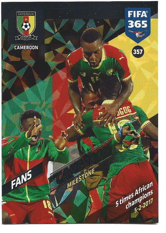 CAMEROON - PANINI `FIFA 365 2018` COLLECTION - FOIL `FANS FAVOURITE` TRADING CARD 357