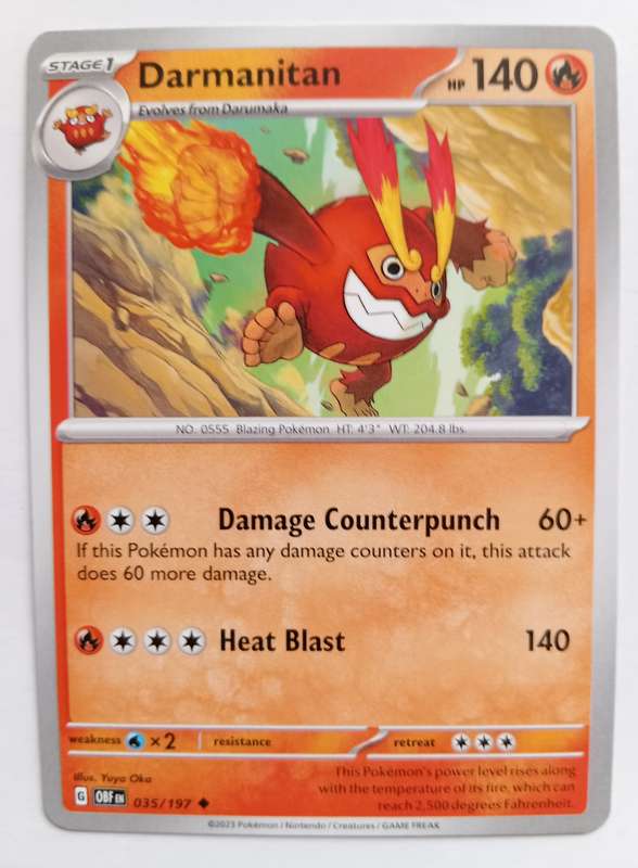DARMANITAN -  COMMON  35/197  POKEMON TCG OBSIDIAN FLAMES TRADING CARD