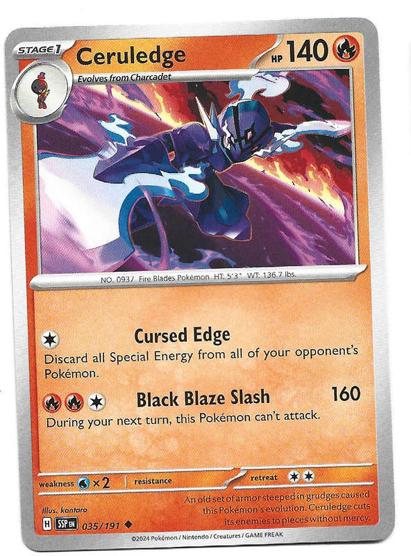 CERULEDGE -  COMMON  35/191 POKEMON TCG SURGING SPARKS TRADING CARD