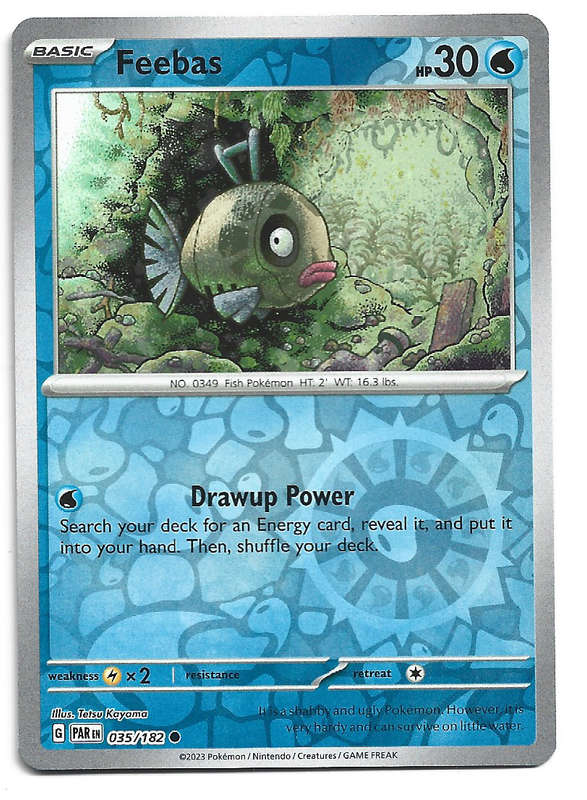FEEBAS  35/182  REVERSE HOLO PARADOX RIFT POKEMON TRADING CARD