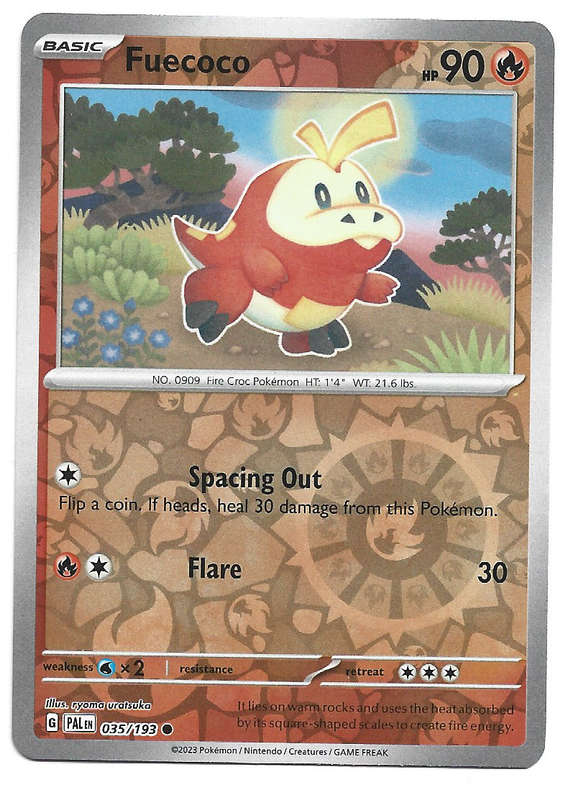 POKEMON CARD - FUECOCO  35/193  Reverse Holo  Paldea Evolved Trading Card - Mint
