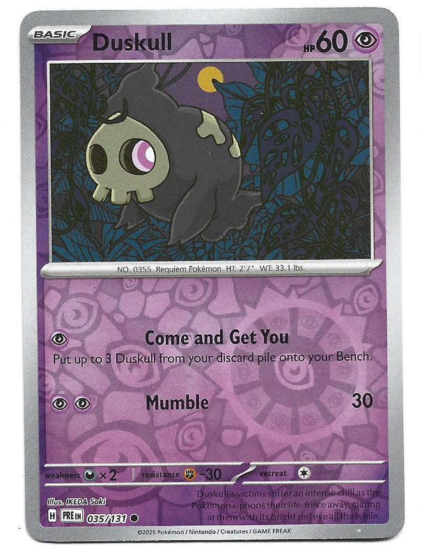 DUSKULL  - REVERSE HOLO  35/131  POKEMON PRISMATIC EVOLUTIONS TRADING CARD