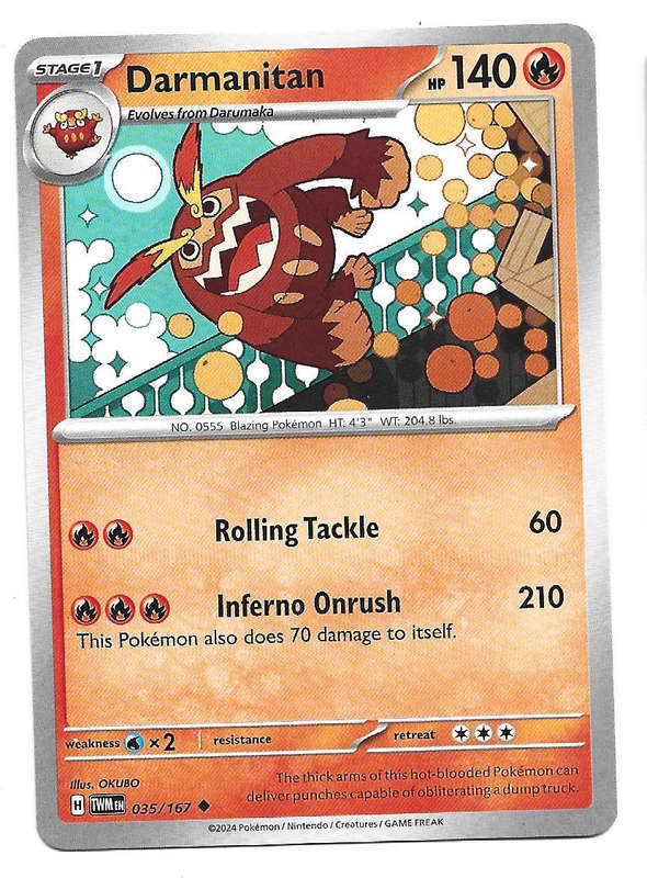 DARMANITAN - COMMON  35/167 POKEMON TCG TWILIGHT MASQUERADE TRADING CARD