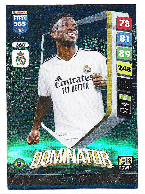 VINICIUS Jr - PANINI FIFA 365 COLLECTION 2025 - FOIL "DOMINATOR" TRADING CARD 360
