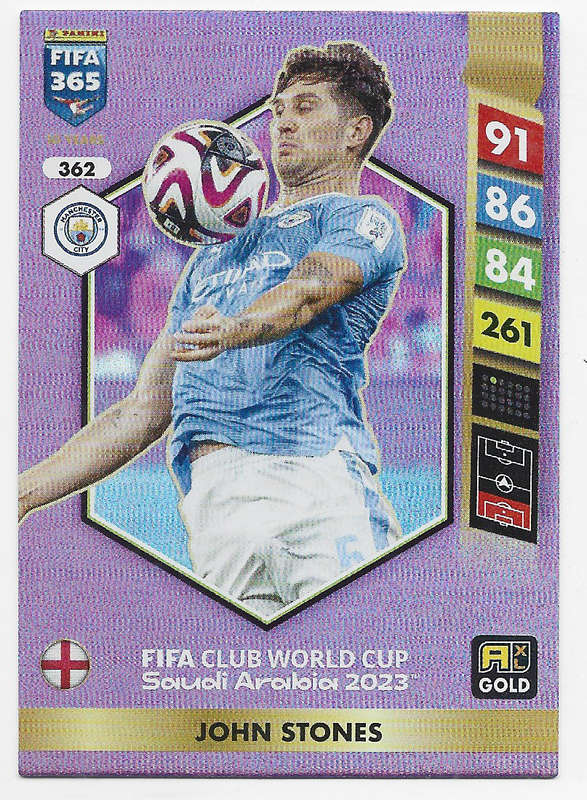 JOHN STONES  - PANINI FIFA 365 COLLECTION 2025 - FOIL "FIFA CLUB WORLD CUP" TRADING CARD 362