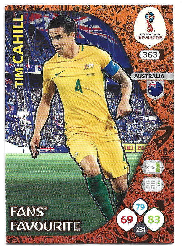 TIM CAHILL - PANINI FIFA WORLD CUP 2018 RUSSIA - FOIL `FANS FAVOURITE` TRADING CARD 363