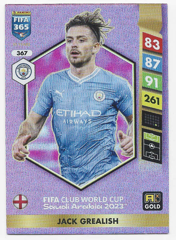 JACK GRELISH - PANINI FIFA 365 COLLECTION 2025 - FOIL "FIFA CLUB WORLD CUP" TRADING CARD 367