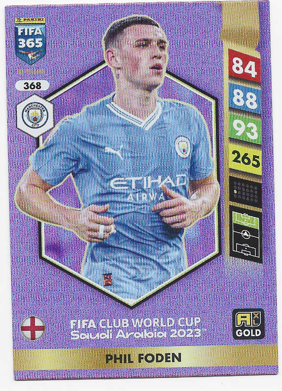 PHIL FODEN  - PANINI FIFA 365 COLLECTION 2025 - FOIL "FIFA CLUB WORLD CUP" TRADING CARD 368