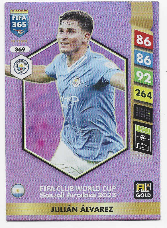 JULIAN ALVAREZ - PANINI FIFA 365 COLLECTION 2025 - FOIL "FIFA CLUB WORLD CUP" TRADING CARD 369