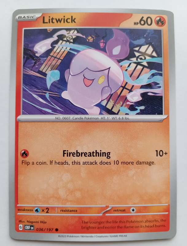 LITWICK -  COMMON   36/197 POKEMON TCG OBSIDIAN FLAMES  TRADING CARD